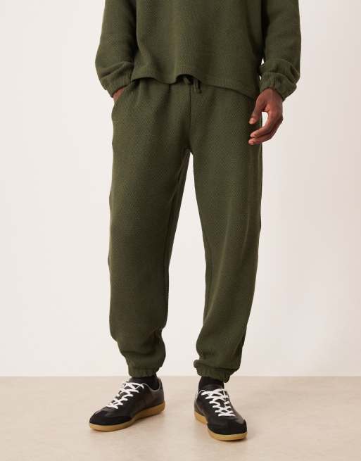 ASOS DESIGN oversized heavyweight textured trackies in green (part of a set), 2 of 5