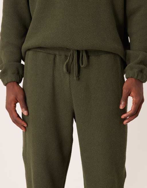 ASOS DESIGN oversized heavyweight textured trackies in green (part of a set), 4 of 5