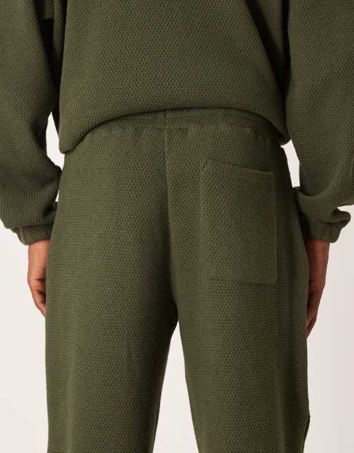 ASOS DESIGN oversized heavyweight textured trackies in green (part of a set), 5 of 5