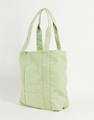 ASOS DESIGN oversized heavyweight tote bag in washed sage green