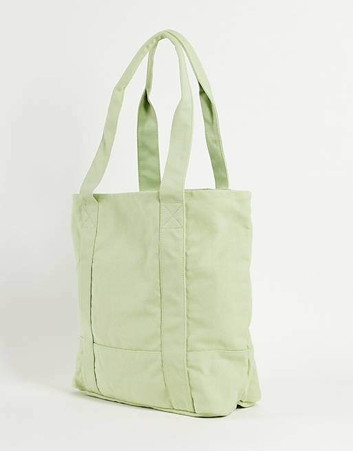  oversized heavyweight tote bag in washed sage green 