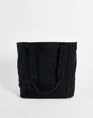 ASOS DESIGN oversized heavyweight tote in washed black - ASOS Price Checker