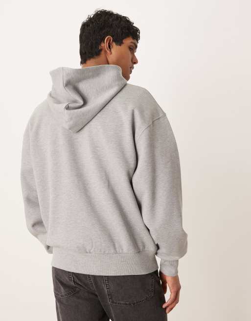 ASOS DESIGN oversized heavyweight zip through hoodie in grey marl, 3 of 5
