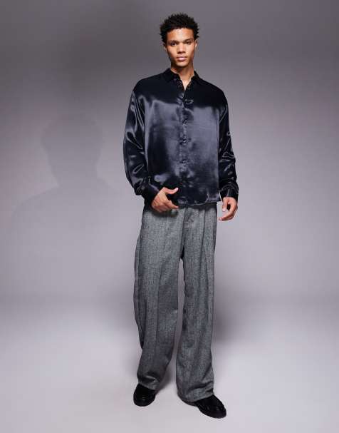 ASOS DESIGN – Oversized-Hemd aus Satin in Schwarz - view 1