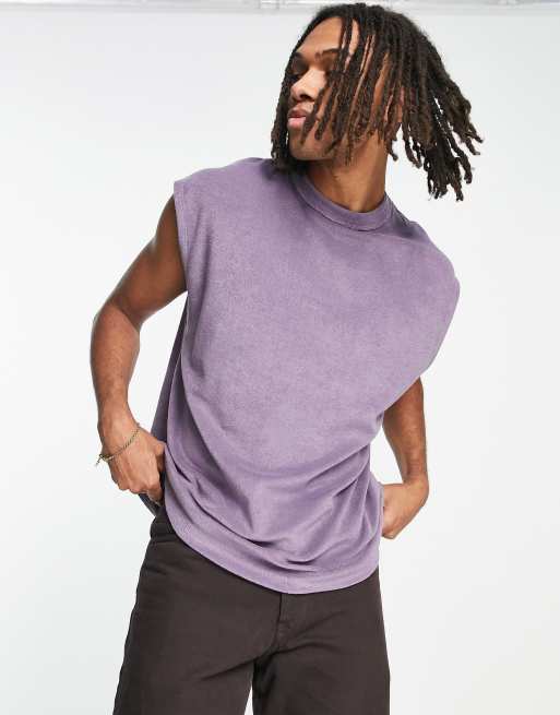 ASOS DESIGN - Oversized hemd van badstof in paars