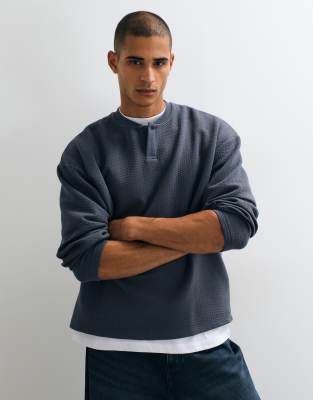 Asos Design Oversized Henley In Grey