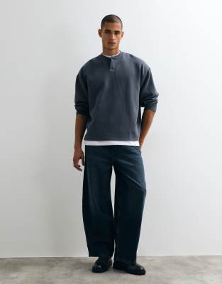 Asos Design Oversized Henley In Grey