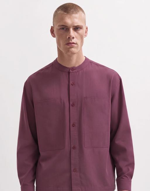 ASOS DESIGN oversized henley overhemd in mauve, 8 van 10