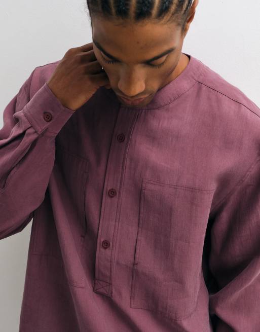 ASOS DESIGN oversized henley-skjorta i mauve, 3 av 10