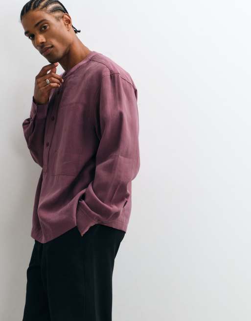 ASOS DESIGN oversized henley-skjorte i mauve, 4 af 10