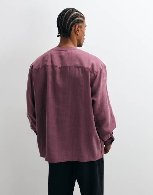 ASOS DESIGN oversized henley-skjorte i mauve, 5 af 10