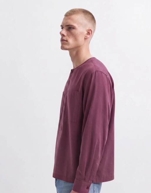 ASOS DESIGN oversized henley-skjorte i mauve, 9 af 10