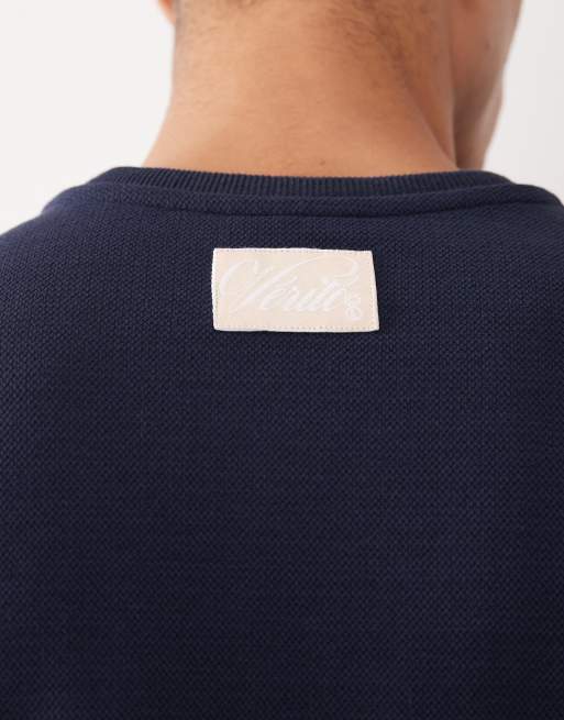 ASOS DESIGN - Oversized henley-sweatshirt van piqué katoen met oversized pasvorm in marineblauw, 5 van 5