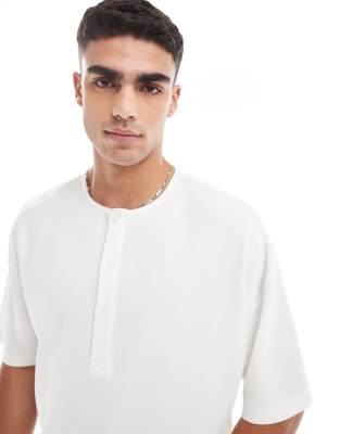 Asos Design Oversized Henley T-shirt In White