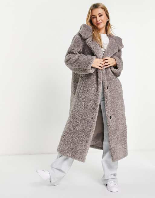 Hooded borg maxi outlet coat