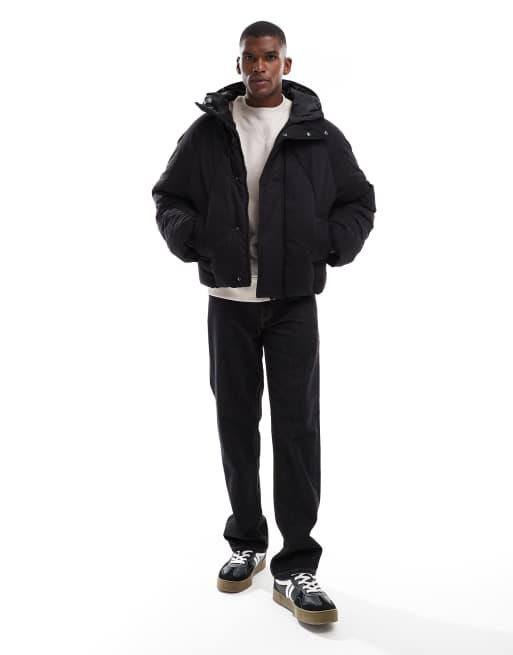 ASOS DESIGN oversized hooded puffer jacket in black