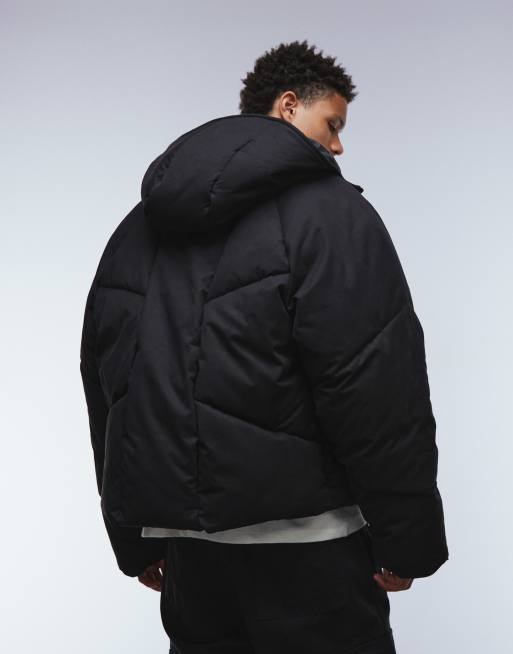 ASOS DESIGN oversized hooded puffer jacket in black