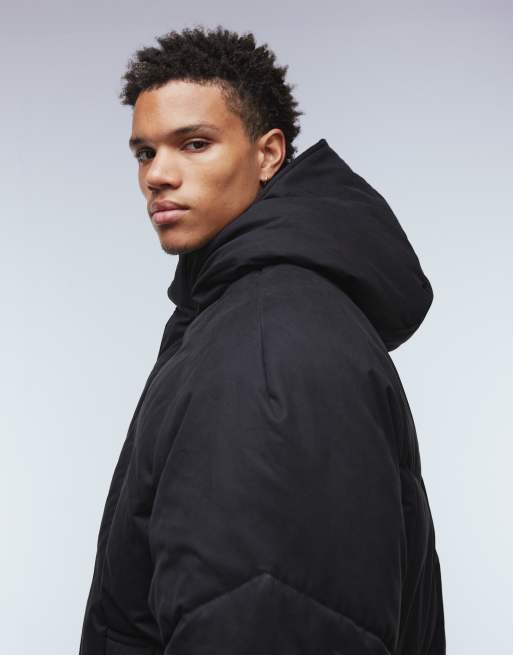 ASOS DESIGN oversized hooded puffer jacket in black