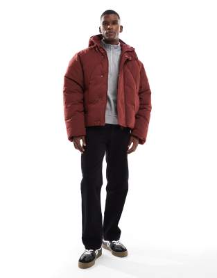 Asos Design Oversized Hooded Puffer Jacket In Brown