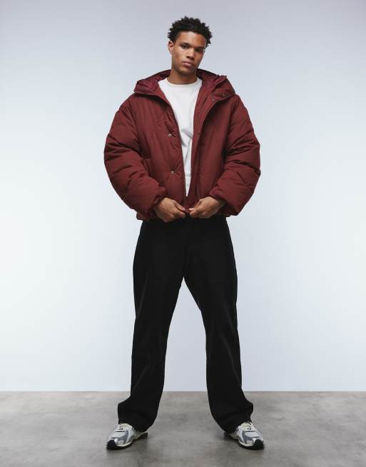 ASOS DESIGN oversized hooded puffer jacket in red, 2 of 5