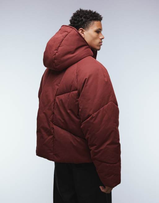 ASOS DESIGN oversized hooded puffer jacket in red, 3 of 5