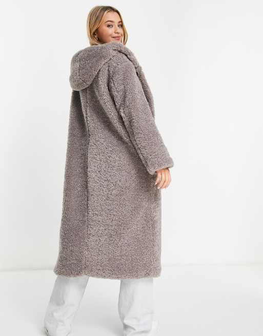 Grey hooded hot sale teddy coat