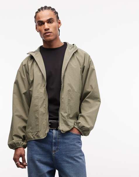 ASOS DESIGN oversized hooded windbreaker in sage - view 1