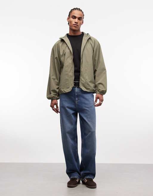 ASOS DESIGN oversized hooded windbreaker jacket in sage, 2 of 5
