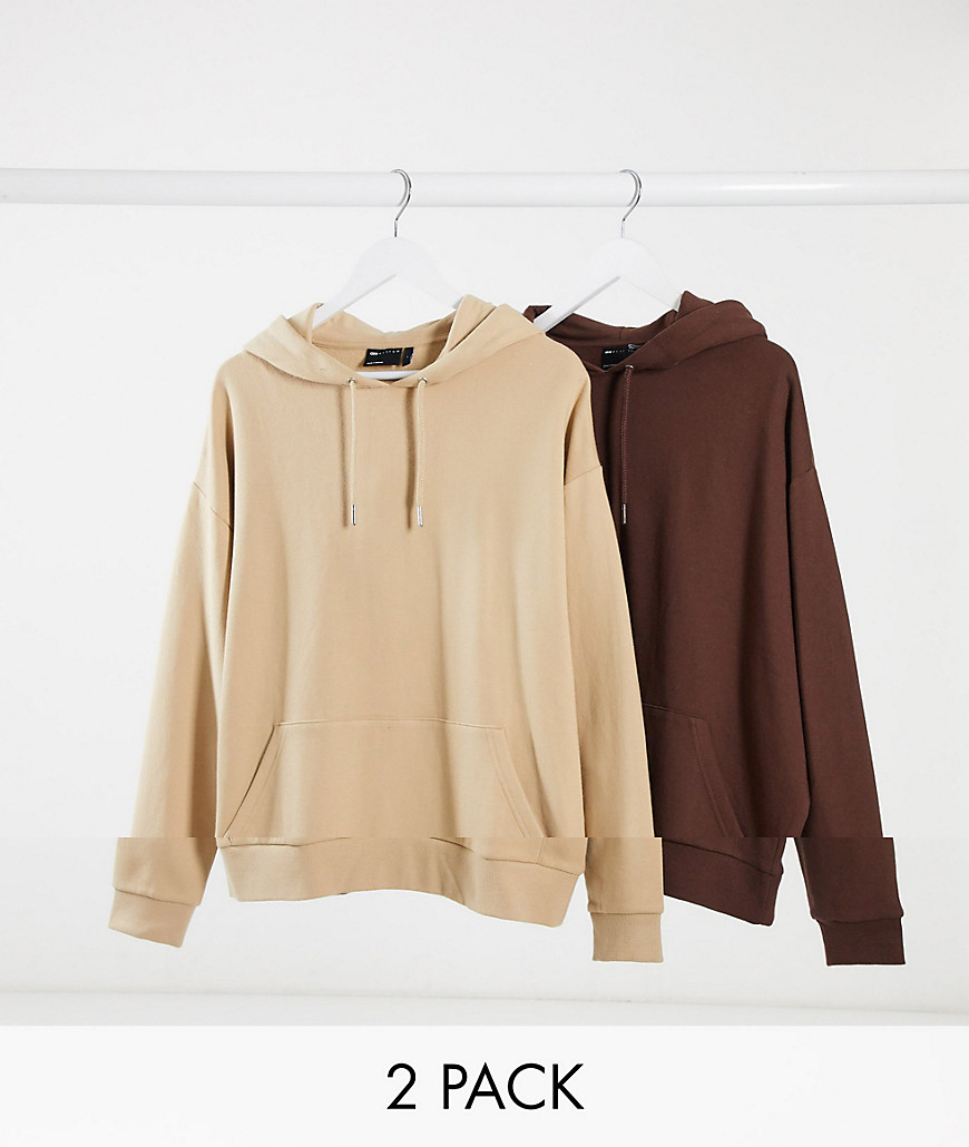 ASOS DESIGN oversized hoodie 2 pack beige / brown-Multi