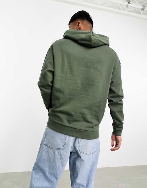 ASOS DESIGN oversized hoodie with zip in dark green