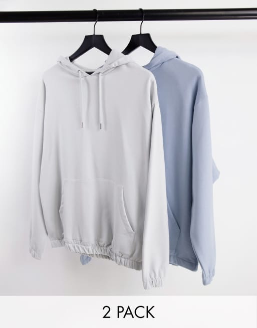 Asos Design Oversized Hoodie 2 Pack In Grey Blue Grey Asos