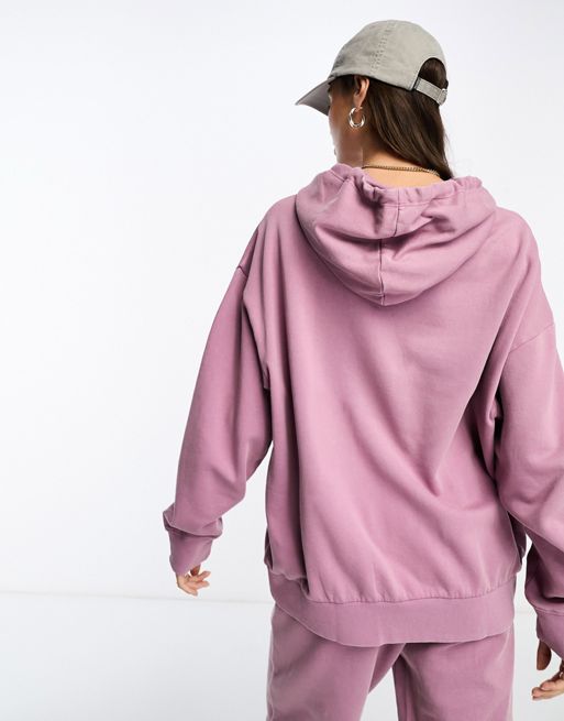 ASOS DESIGN Oversized hoodie co-ord in washed aubergine