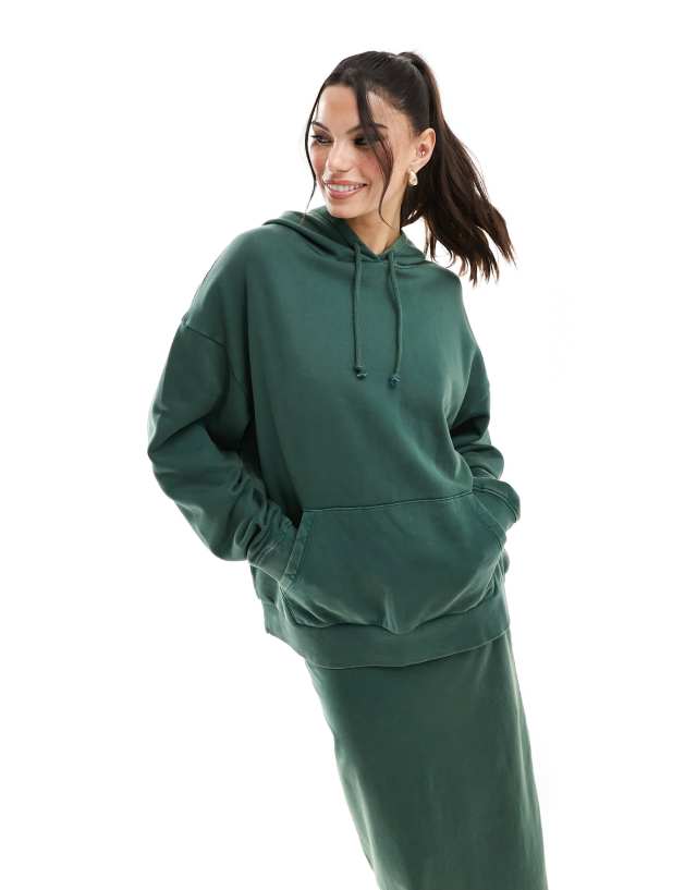 ASOS DESIGN - oversized hoodie co-ord in washed pine green