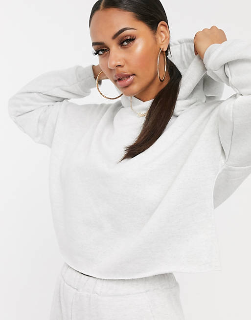 ASOS DESIGN oversized hoodie co-ord in white marl