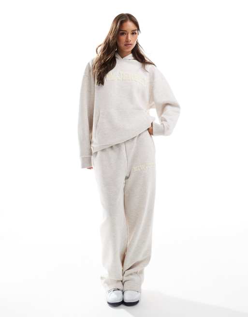 ASOS DESIGN oversized hoodie co-ord with chenille New Jersey