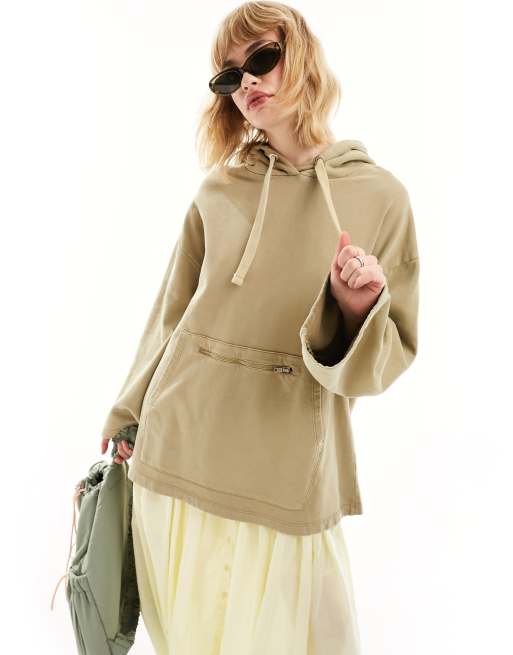 ASOS DESIGN oversized hoodie in acid wash beige