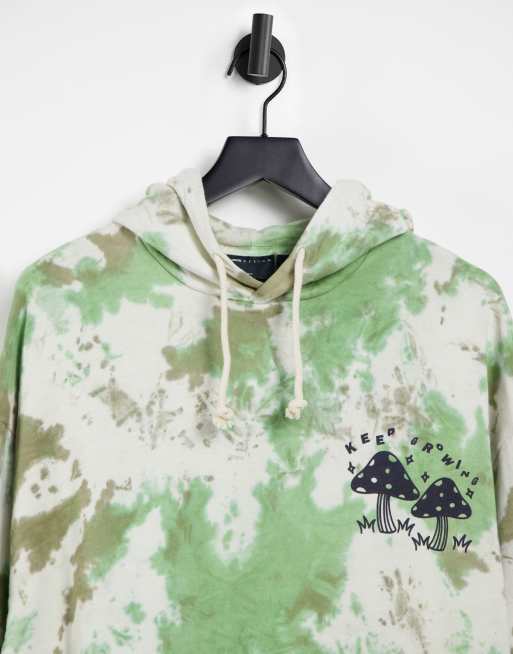 ASOS DESIGN oversized hoodie in autumnal tie dye with mushroom back print