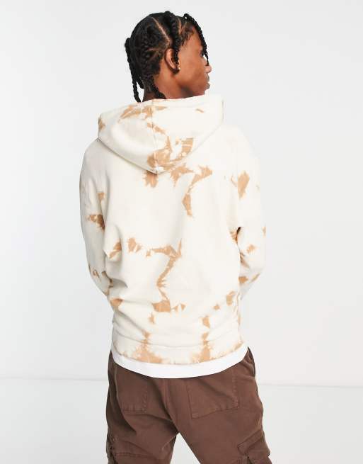 ASOS DESIGN oversized hoodie in beige tie dye with text print