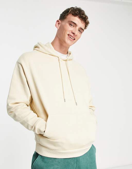 ASOS DESIGN oversized hoodie in beige with floral photographic