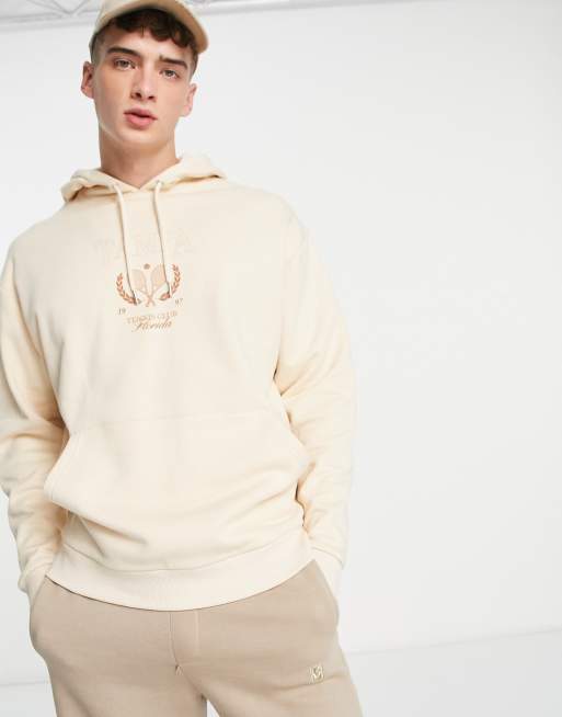 ASOS DESIGN oversized hoodie in beige with Tampa print, 3 of 4
