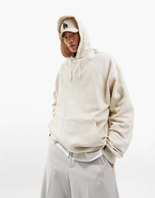 Asos Design Super Oversized Hoodie In Beige-neutral