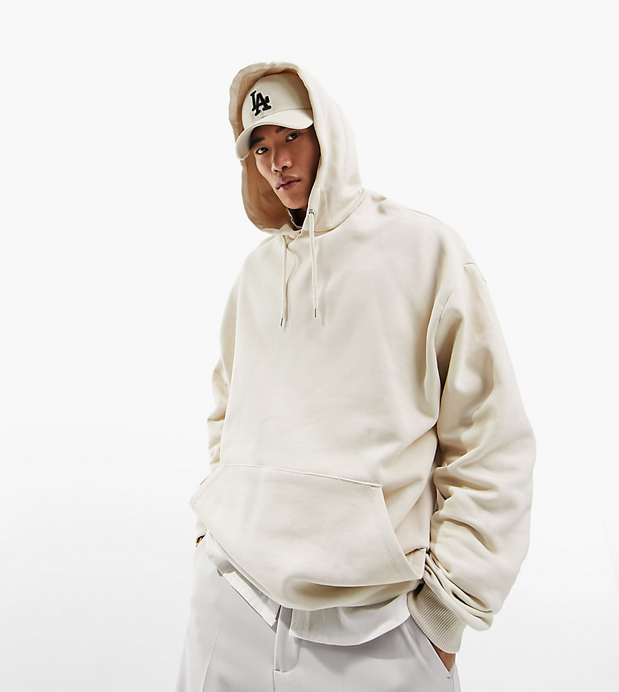 ASOS DESIGN oversized hoodie in beige-Neutral
