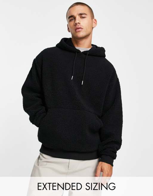 ASOS DESIGN oversized faux fur hoodie in black