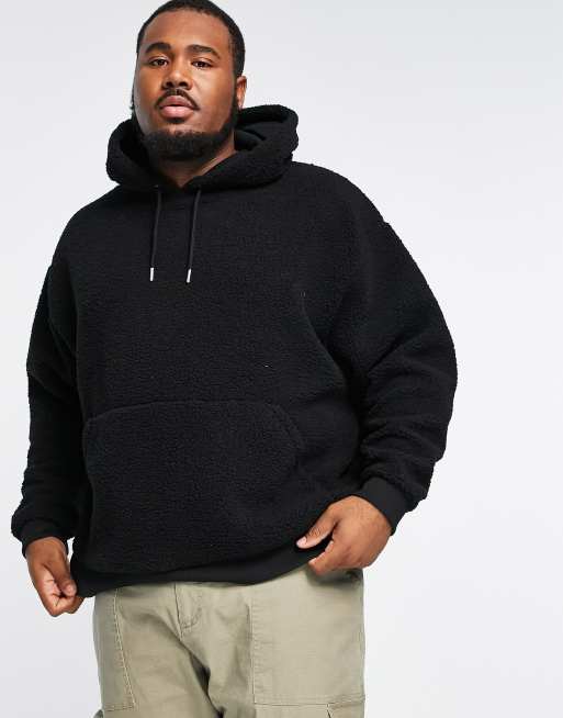 ASOS DESIGN oversized hoodie in black borg | ASOS