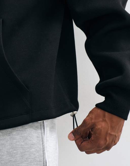 ASOS DESIGN oversized hoodie in black scuba-style fabric, 4 of 5