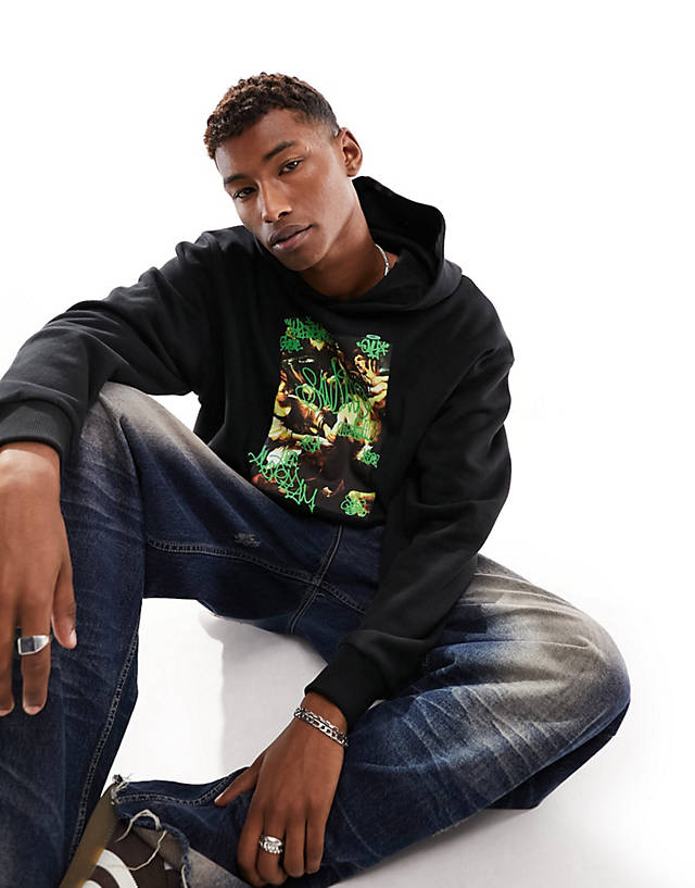 ASOS DESIGN - oversized hoodie in black with art front print