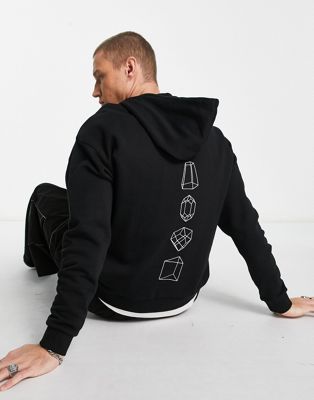 ASOS DESIGN oversized hoodie in black with crystal front and back spine print - ASOS Price Checker