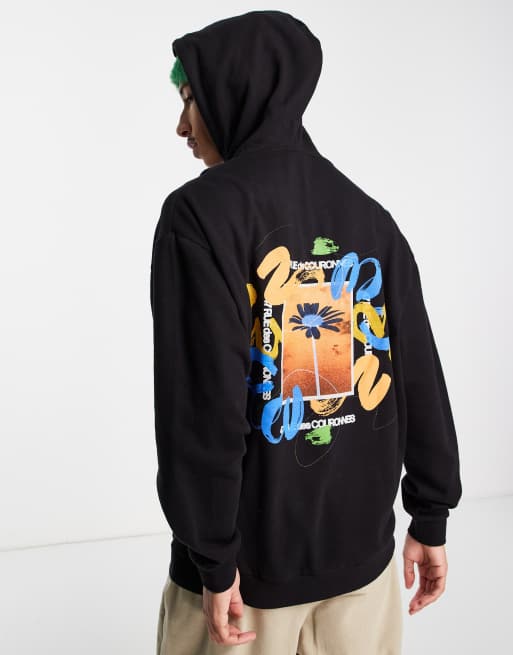 Black hoodie with online graphic