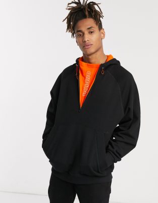 half black half orange hoodie