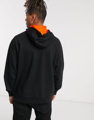 half black half orange hoodie